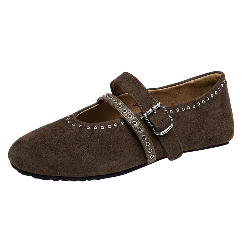 Zhenmeishi Soft Punk Cowhide Mary Jane Shoes EU 37 темно-зеленого