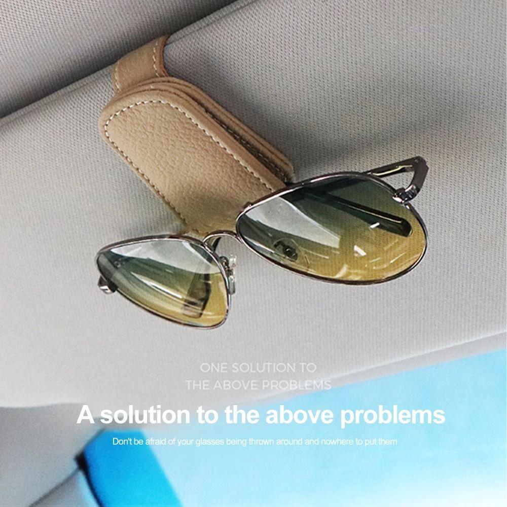 Eyeglasses Car Sun Visor Glasses Clip PU Leather Sunglasses Bracket Auto Sunglasses Visor Holder