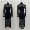 Elegant European and American Autumn/Winter Long-Sleeved High-Waisted Slim-Fit Dress