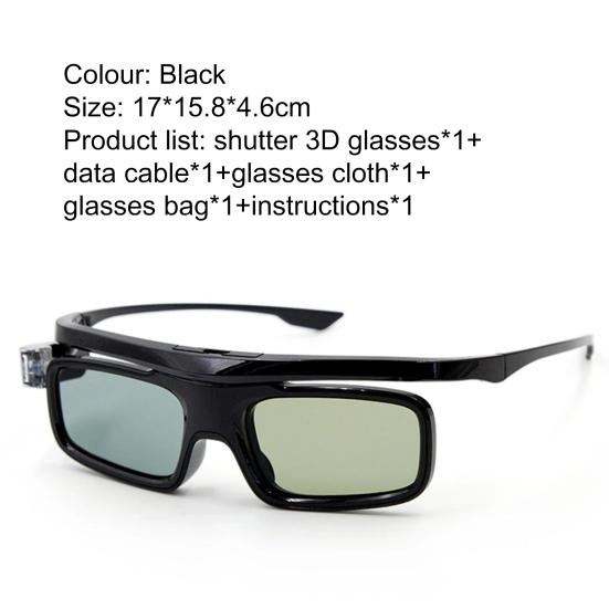GL1800 3D Glasses Lightweight High-definition Image PC Black Active Shutter 3D Eyeglasses for DLP LINK 3D Projectors/TVs