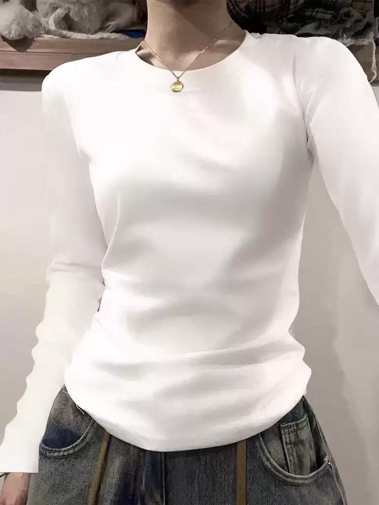 American Style Slim Fit Gray Long Sleeve Women's T-Shirt - Autumn/Winter Wear