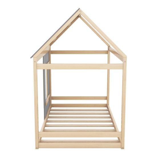 Toy Room Ergonomic Design Baby Bed with Roof Window Strong Infant Load Bearing House Shape Cot Bedroom Furniture Children