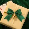 Decorative Bows with Bells 2 Pcs Christmas Bell, 4 Inch Glitter Ribbon Bows, Pre Tied Hanging Holiday Ornaments Xmas for Gift Wrapping, Wreath, Tree,