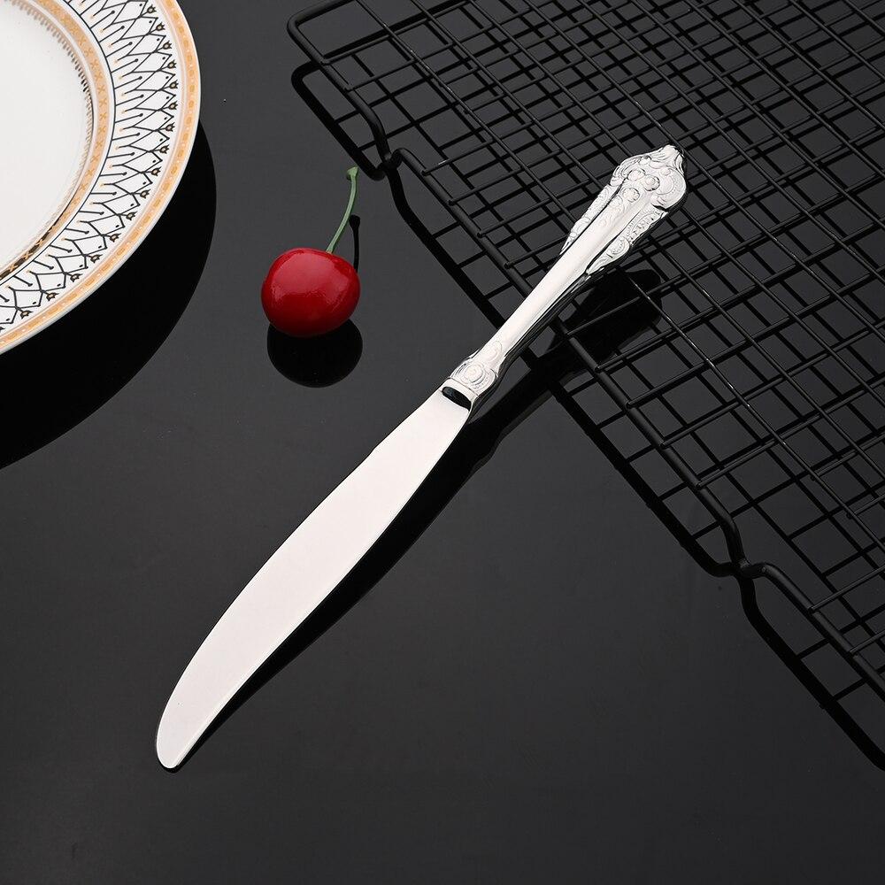 Retro Lyx Guld Silver Servis Vintage Silver 18/10 Rostfritt stål Middagskniv Gaffel Sked Bröllopsbestick Western servisset