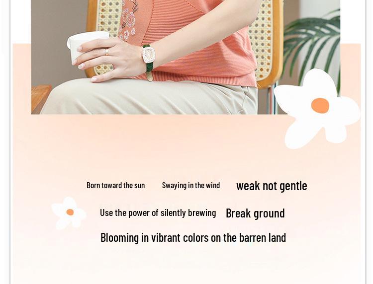 High-End Ice Silk T-Shirt for Middle-Aged Women (50-60) - Short-Sleeved Summer Top for Moms and Grandmas
