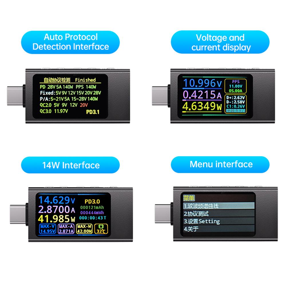 KWS-X1 Type-C Tester PD3.1 Fast Charging Protocol Test PDE-Marker Ripple Measurement PD QC Power Meter Voltage Current Meter
