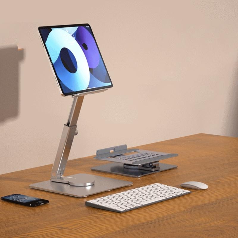 Desktop Foldable Tablets and Phone Stand Aluminum Alloy with Adjustable Viewing Angled for Home Office