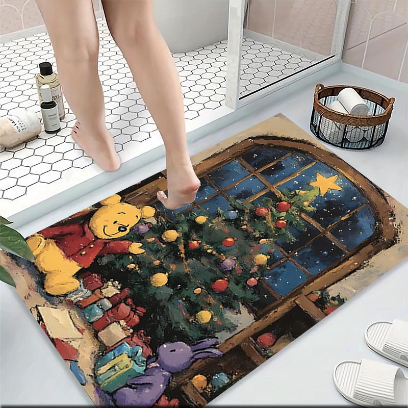 Christmas Winnie Pooh Carpet Rug Soft Washable Anti Slip Home Living Room Sofa Mats Personalized Christmas Rug