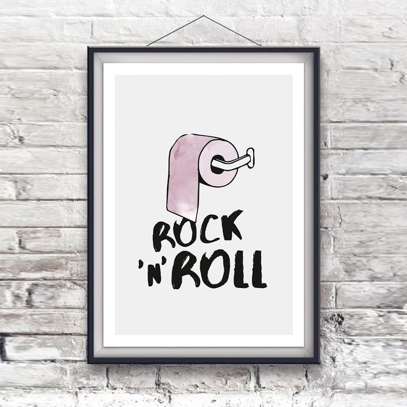 Funny Toilet Poster Bathroom Wall Art Prints Rock and Roll Minimalism Canvas Painting Quote Have a Nice Poo WC Sign Home Decor