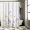 Elegant Flower Butterfly Design Waterproof Heat Resistant Machine Washable Shower Curtain Complimentary Hook Nordic Minimalist