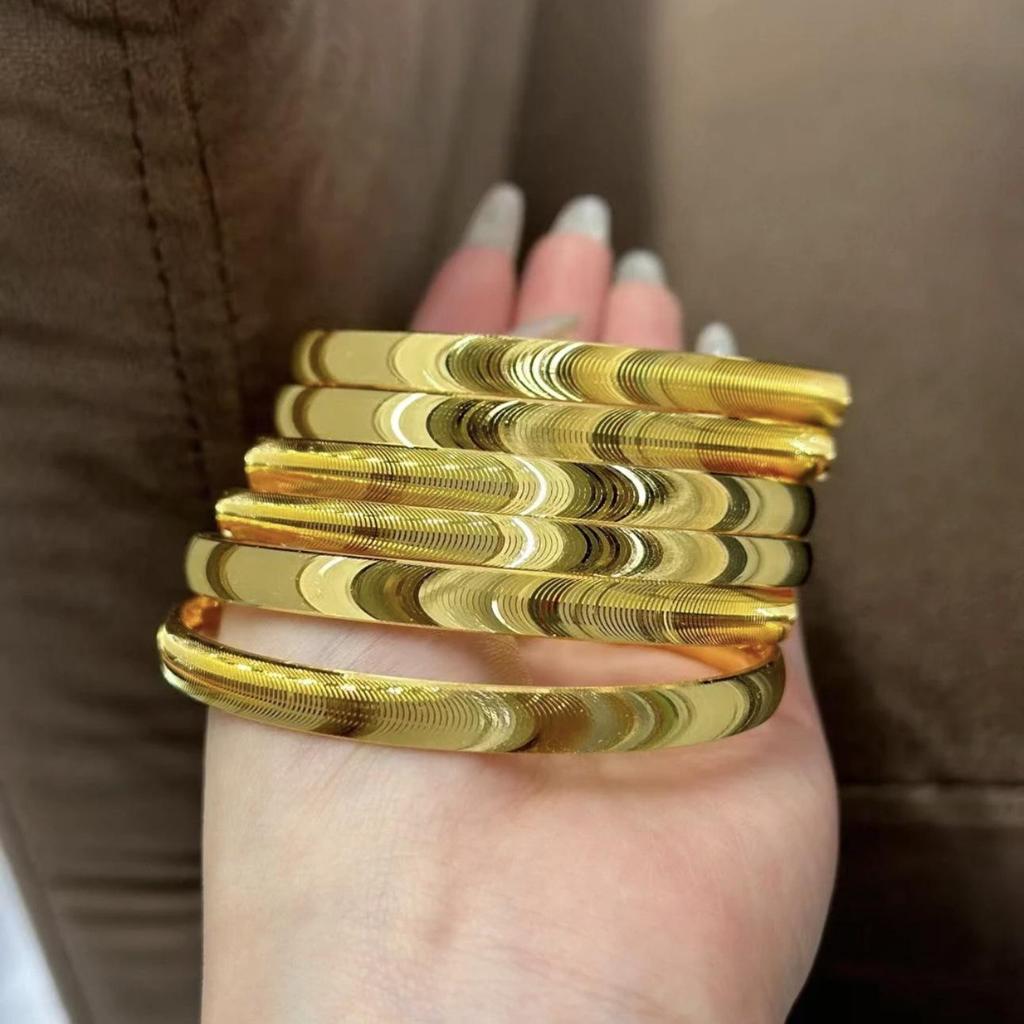 Gold Cat Eye Bracelet: Shiny Brushed Bangle, Solid Imitation Gold Jewelry for Women