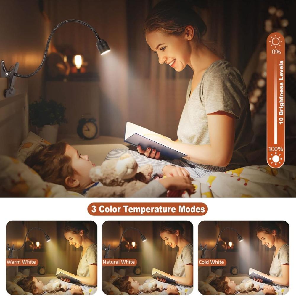 Zoomable LED Reading Lights USB Clamp Book Light Flexible Gooseneck Read Night Light Adjustable Book Lamp Studing Reading Lamp