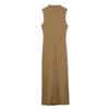 2025 Spring Women's Semi-High Neck Pleated Sleeveless Long Dress