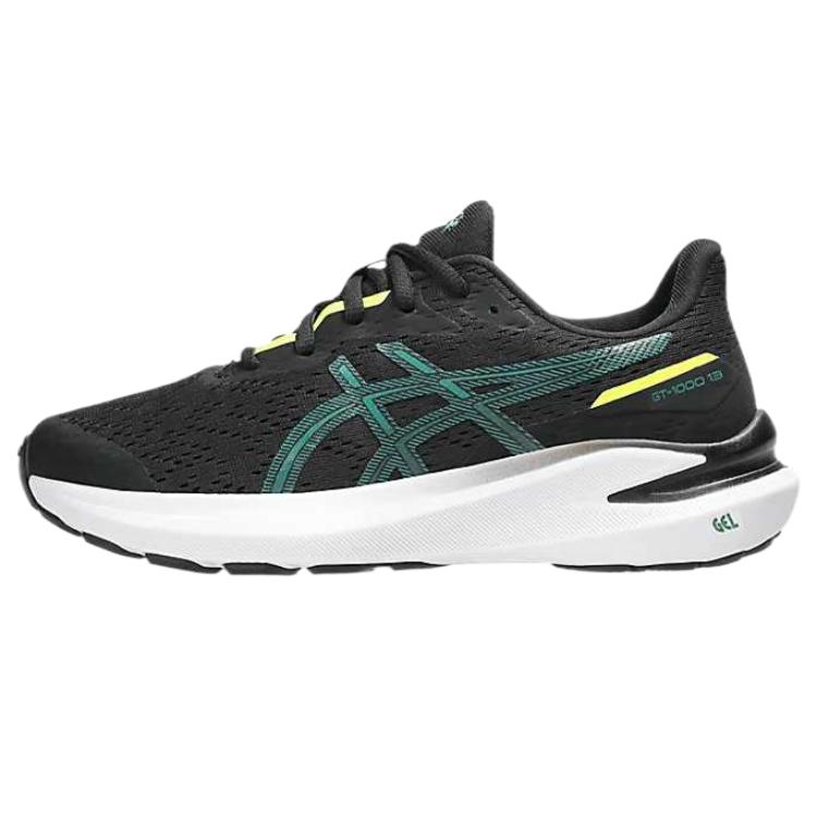 

ASICS GT 1000 13 Kids Running Shoes Black Green Teenagers 1014A343-008 40