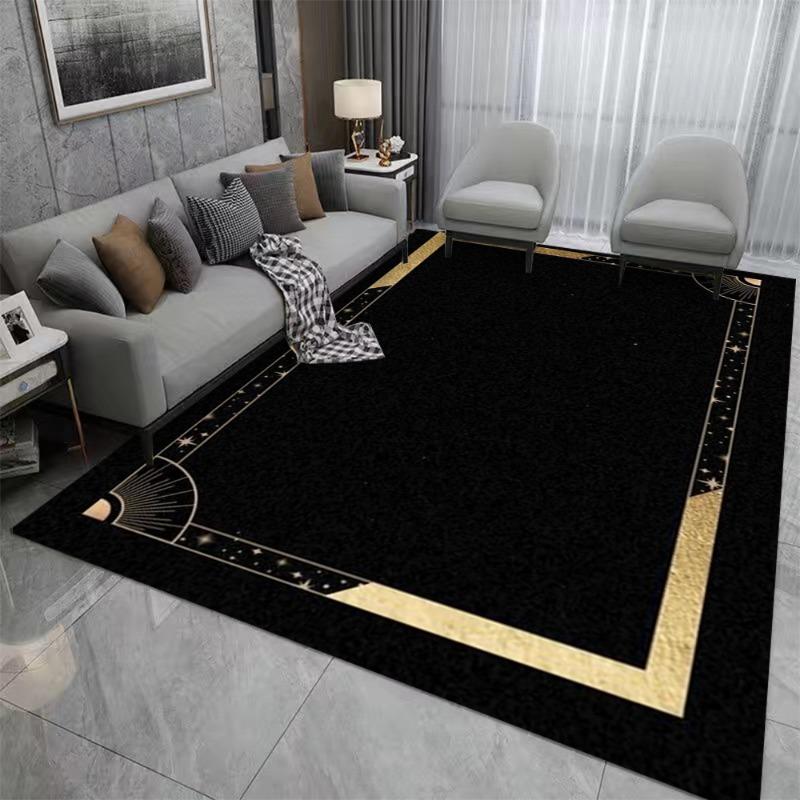Alfombra Vintage Turca Gótica Bohemia Área Sala de Estar Sofá Dormitorio Decoración Rústica Alfombra Negra Decoración del Hogar Alfombra Retro