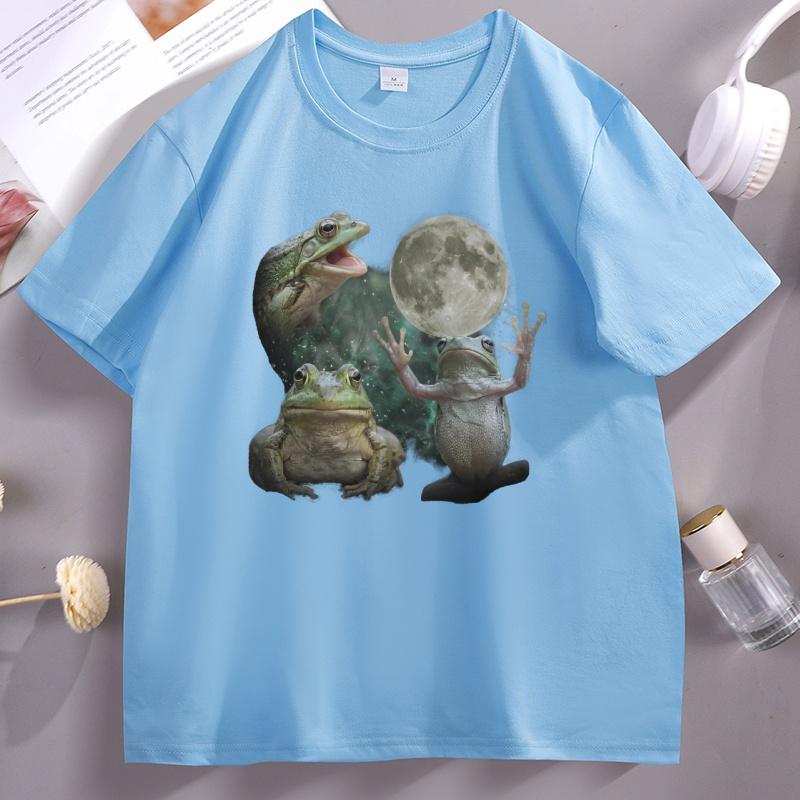 Three Frog Moon Comfort TShirt for Unisex Unisex Graphic Tee Shirt Vintage 90s Streetwear TShirts Casual Cotton Short Sleeve Tops