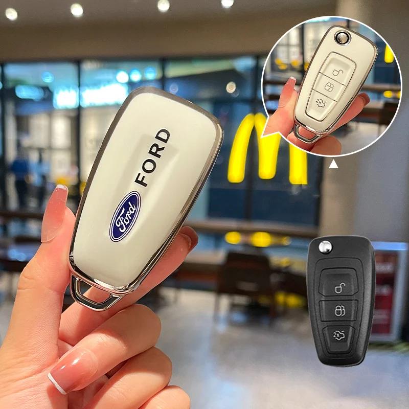 

Car Sticker Hot For Ford New TPU Protector Car Folding Key Case Cover Bag Keychain For Ford Focus 2 3 MK3 ST RS Ecosport Kuga Es
