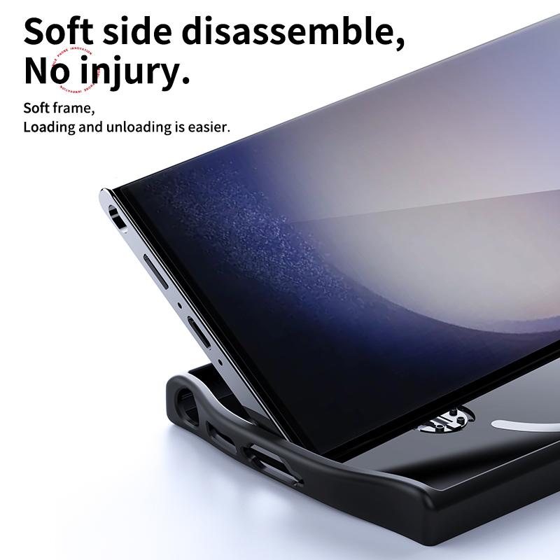 Carbon Fiber Texture Bracket Case for Samsung Galaxy S24 S23 Plus Ultra for Magsafe Wireless Charging Magnetic Ring Holder Cover