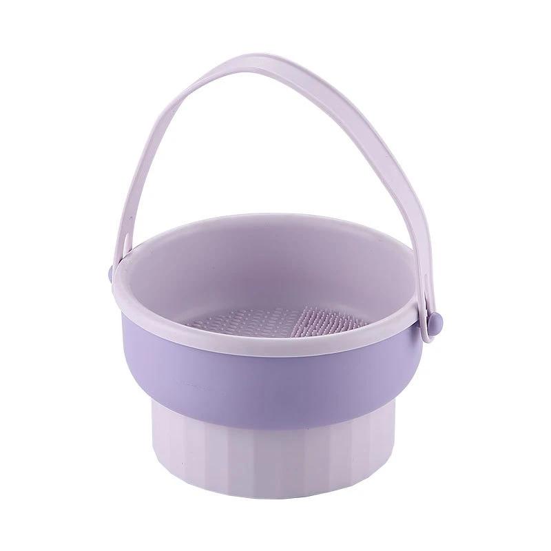 1Pc Beauty Tool Cleaner Makeup Brush Washing Bowl Silicone Cleaning Basin Make-up Egg Dry Tool Powder Puff Without Make-up Brush фиолетовый