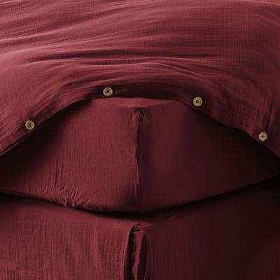 Fitted Sheet 180x200 Cm In Cotton Gauze Lie De Vin