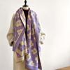 Winter Women's Scarf Luxury Design Double sided Cashmere Feel   Flower Warm Scarf Shawl Women's scarf winter