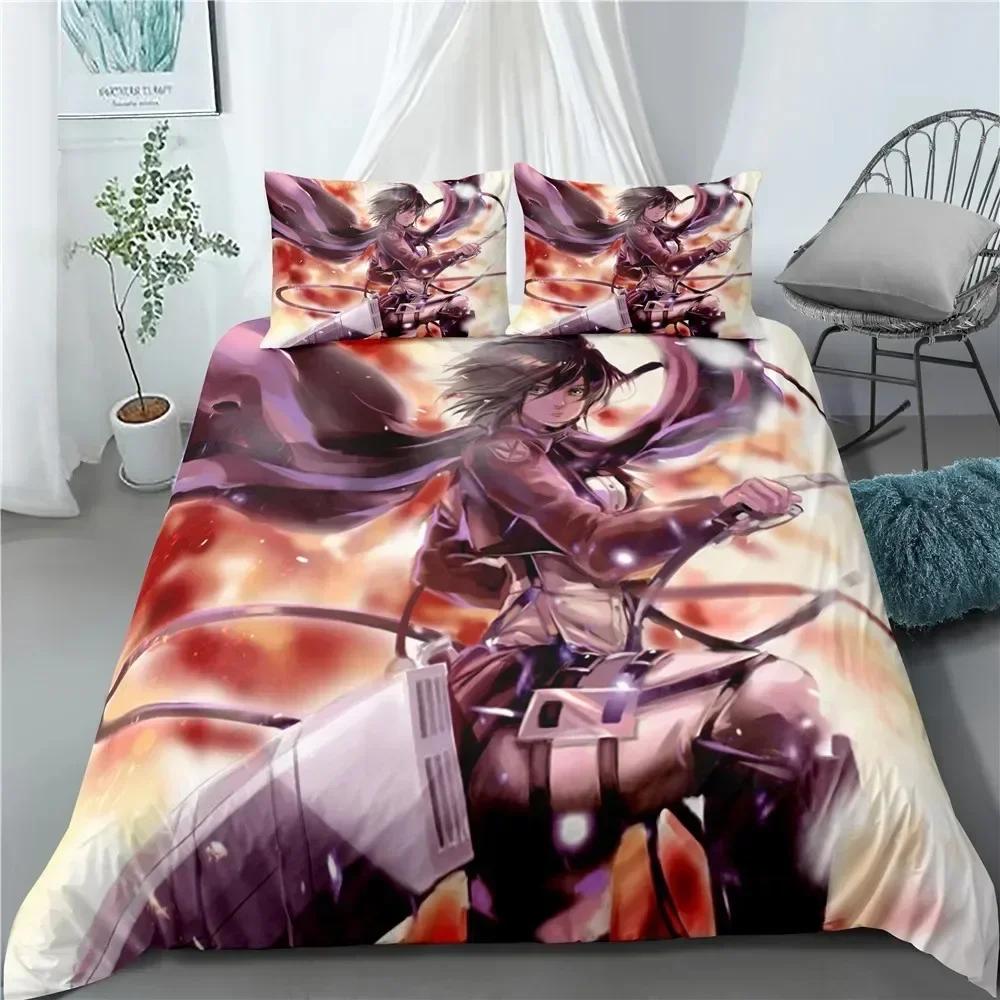 Fashion Anime Attack on Titan Home Textile Pillow Case Bed Linen Duvet Covers Kid Comforter Bedding Set Queen King Home Textiles
