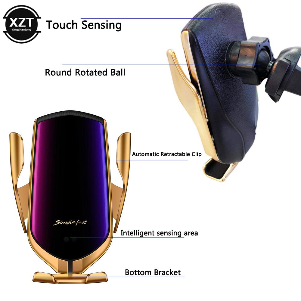 Automatická upínací infračervená automatická indukční QI bezdrátová nabíječka do auta stojan pro iPhone 11 12 13 Pro Max Samsung Galaxy S20 21 Plus