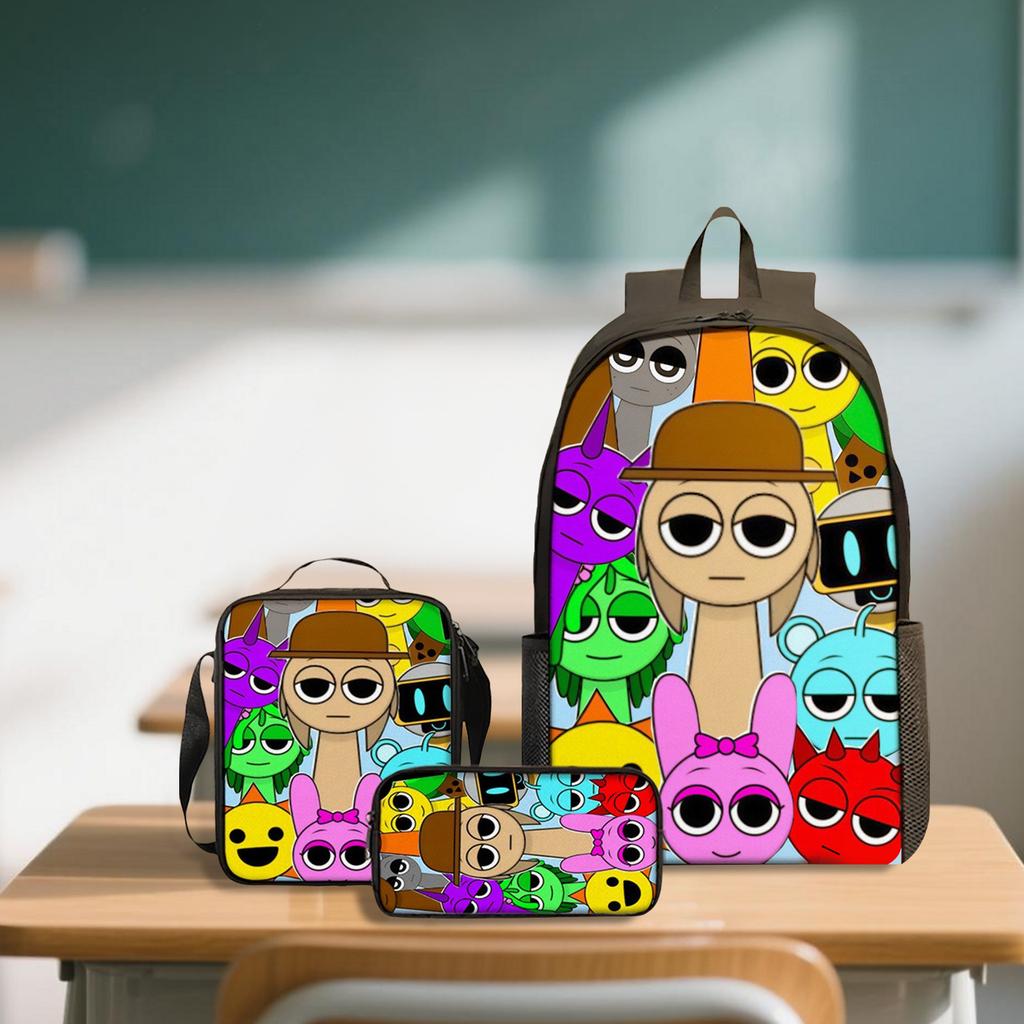 Anime Peripheral Printed Backpack, Personalized Backpack Storage Bag,Three Piece Backpack Shoulder Bag  Pencil Case Set,School Supplies