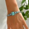 Retro style women's opening adjustable bracelet geometric inlaid turquoise pattern design bracelet jewelry women