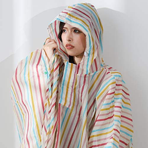 Benetton Rain Poncho, Water-Repellent, with Storage Case, Striped, BENETTON UY-6012
