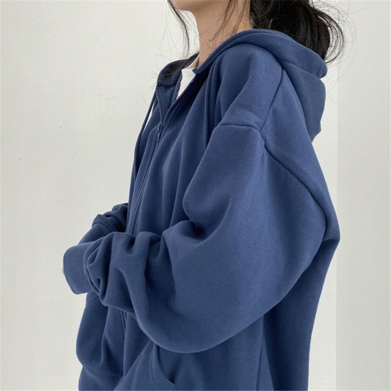 Moda para Mujer Otoño E Invierno Abrigos con Capucha Cálidos De Lana Color Sólido Manga Larga Sudadera con Capucha De Gran Tamaño Sudadera con Capucha Suelta Informal Chaquetas con Cremallera