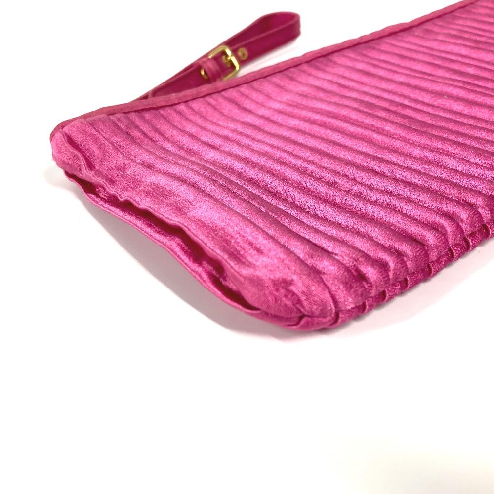 MIUMIU logo Pouch with bag strap Clutch bag Rayon / silk pink