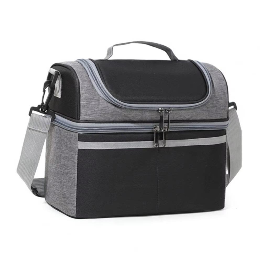 

Portable Multifunction Cooler Bag Large Capacity Zipper Thermal Lunch Bag Oxford Waterproof Food Storage Bag чорний