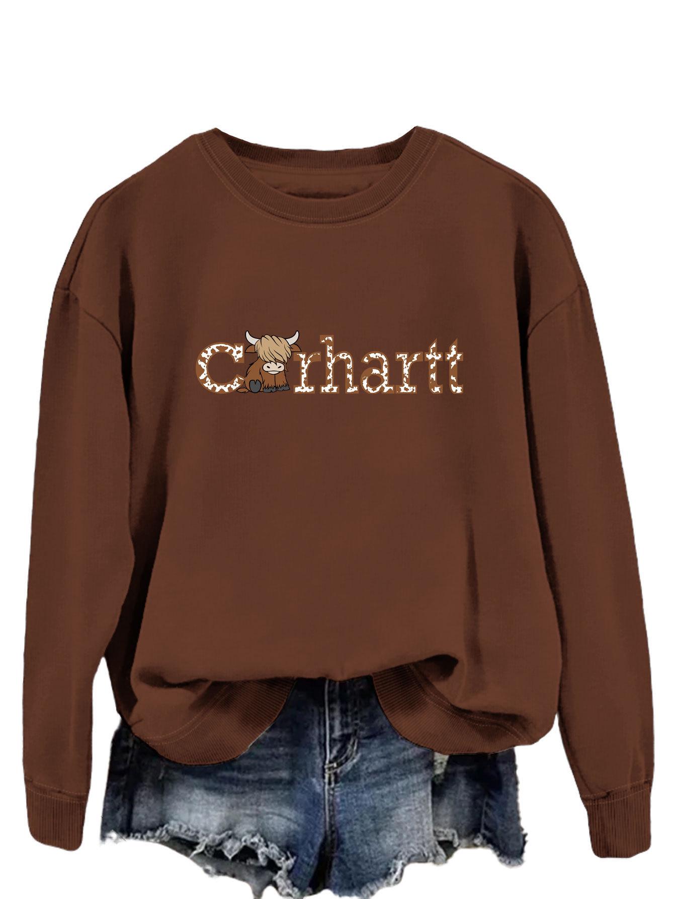 

Свитшот с коровьим принтом Carhartt - Повседневный женский топ с длинным рукавом XL