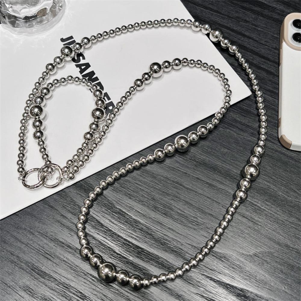 

Fashion Chain Silver Beaded Phone Lanyard Stylish Luxury Phone Anti-lost Rope Elegant Phone Case Chain Straps Phone Accessories - серебряный