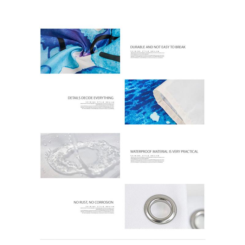 3D Printed Polyester Fabric Waterproof Shower Curtain Bathroom Shower Partition Universal Curtain