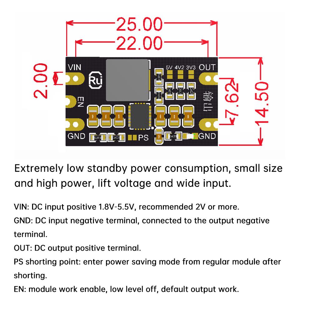 2 Stück DC-DC Aufwärtswandler Modul 1,8-5,5V auf 3,3V/4,2V/5V 3A Einstellbarer Ausgang Geringe Welligkeit Aufwärts Abwärts Konstantspannungsmodul