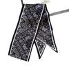 Black Cashew Flower Long Strip Thin Silk Scarf Women'S Korean Diagonal Scarf High-End Temperament Waist Accessories