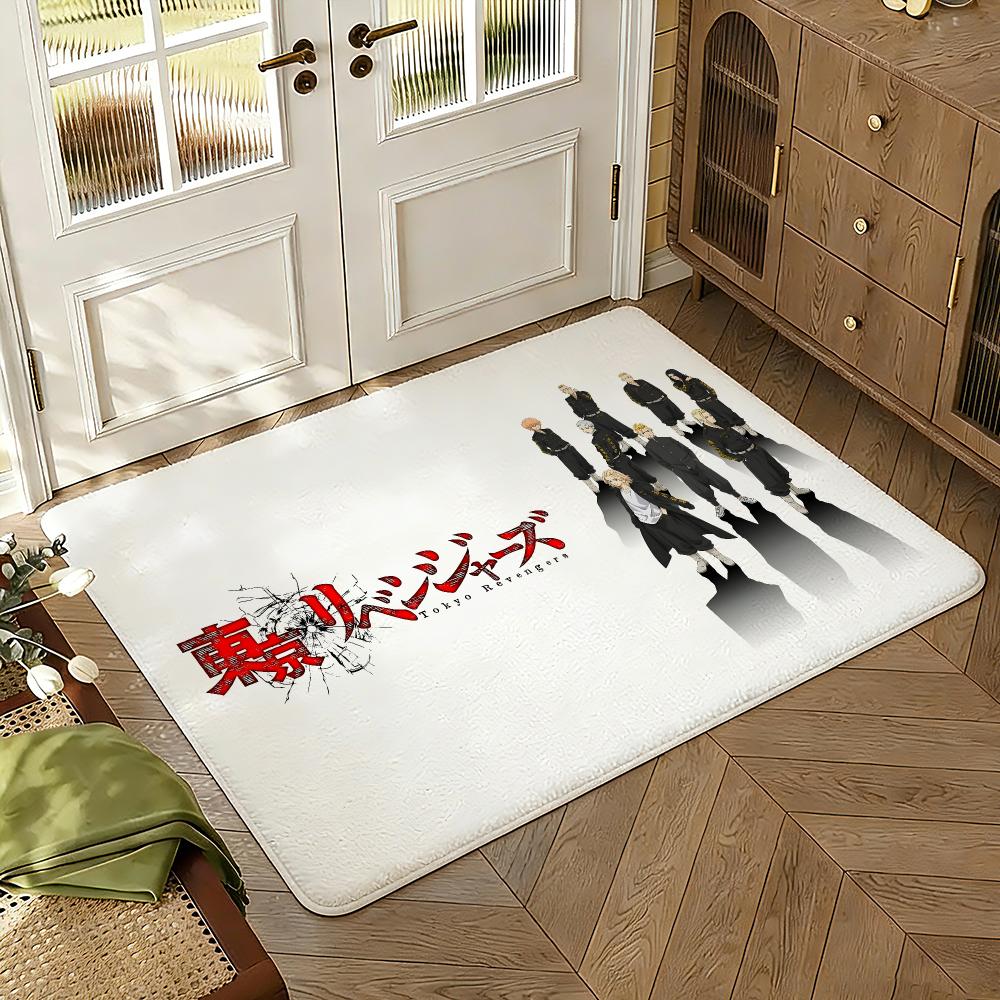 Classic Anime T-Tokyo R-Revengers Floor Mat Soft Thickened Absorbent Non-Slip Bedroom Living Room Door Mat Home Flannel Rugs
