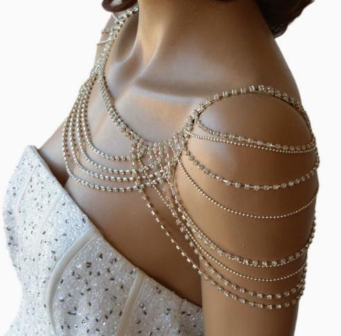 New European And American Multi- Rhinestone Shoulder Chain For Brides One Size