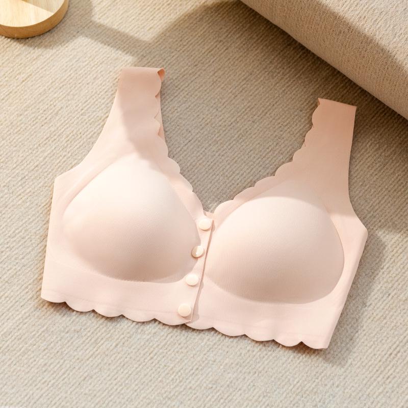 Ice Silk Wireless Bra: Seamless Front-Closure for Middle-aged and Elderly Women