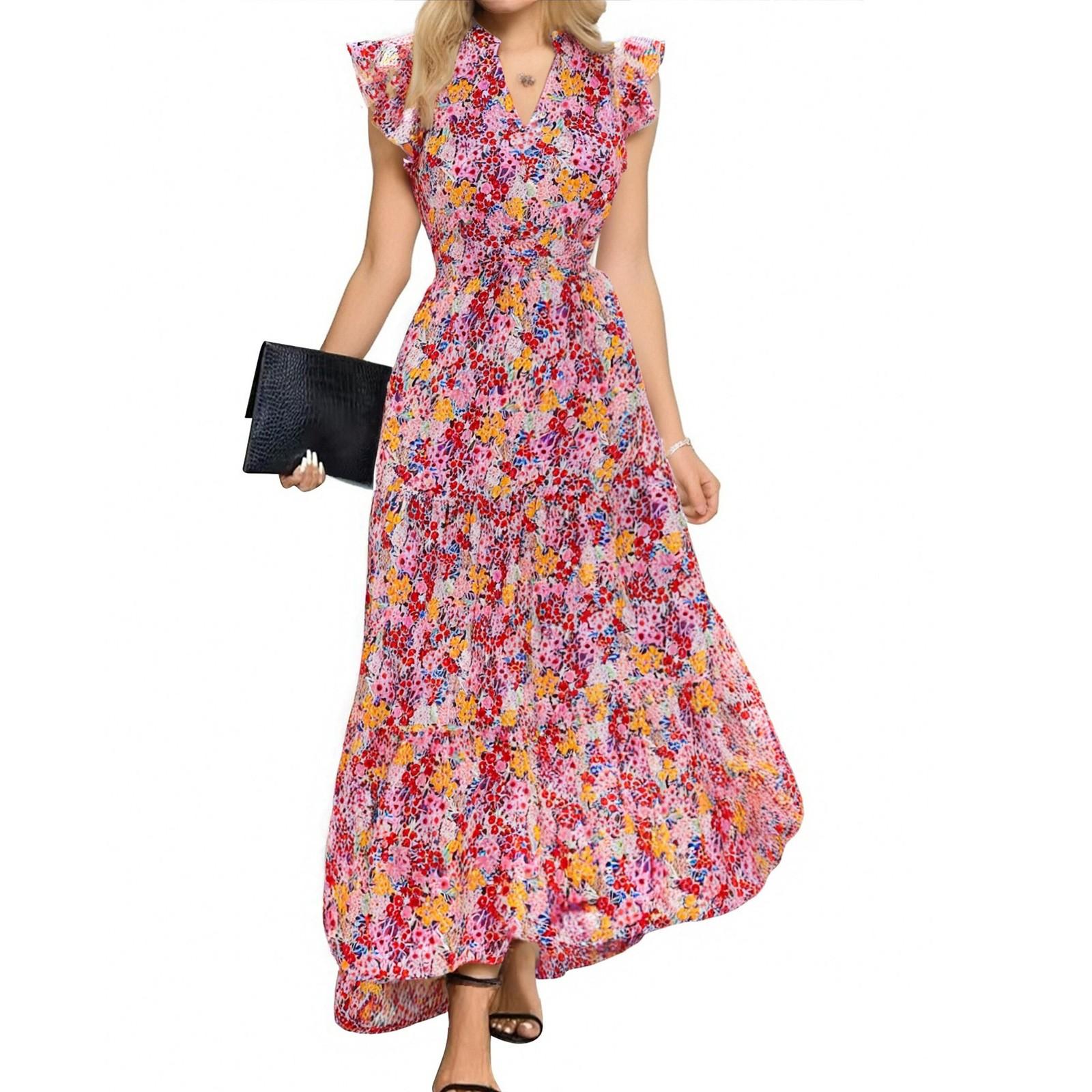 

Женское платье средней длины с V-образным вырезом, плиссировкой и рукавами-крылышками M