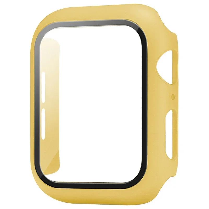 Tempered Glass+Cover For Apple Watch Case Series 9 8 7 6 5 se Screen Protector Film For IWatch 45mm 44mm 40mm 41mm Accessories