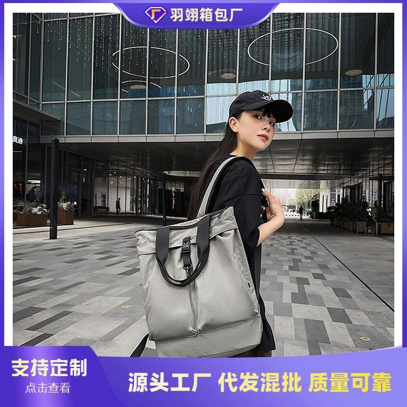 Large capacity spring and summer new trend tote bag simple niche double shoulder oblique span nylon bag
