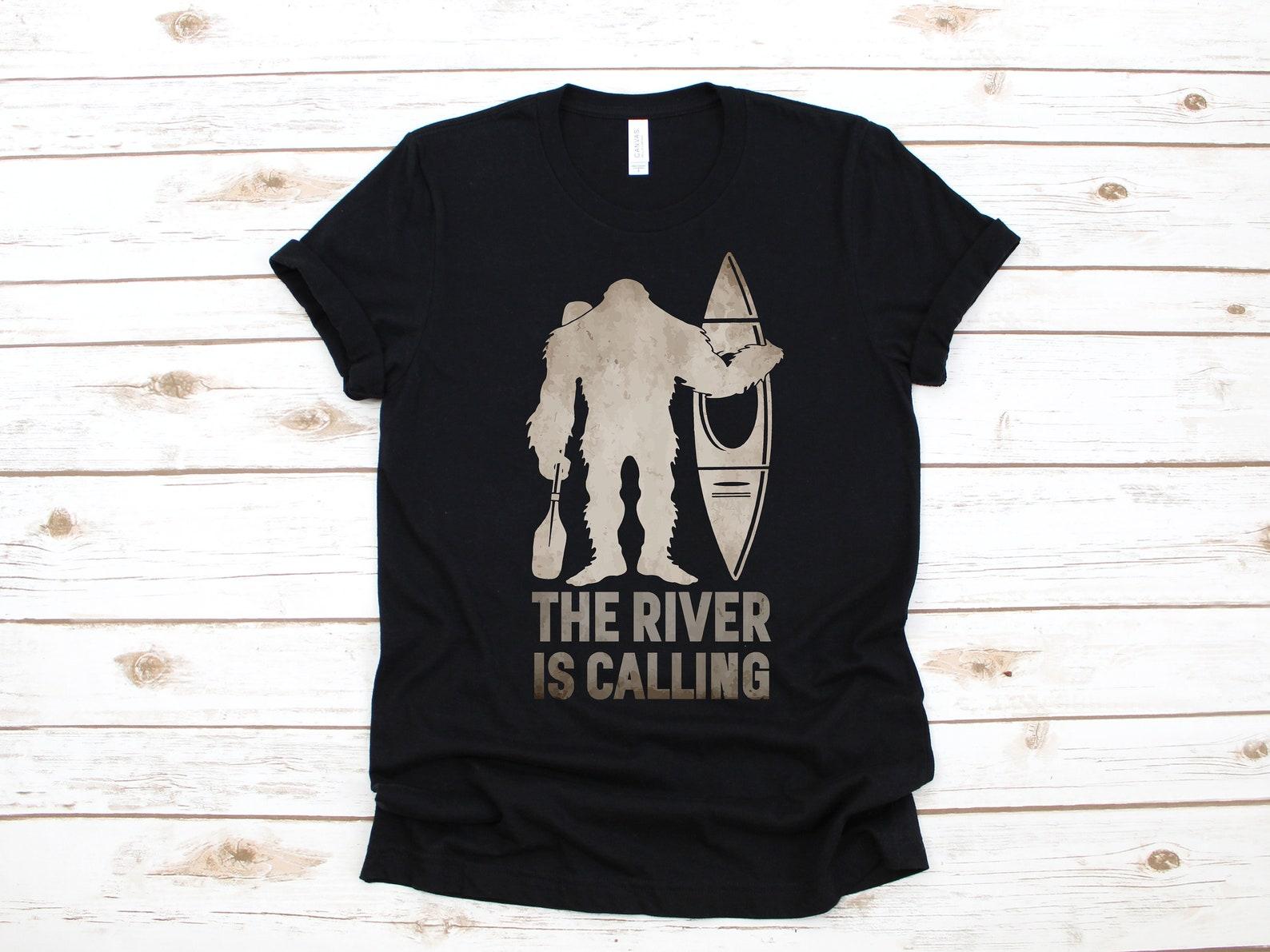 Bigfoot Kayak Sasquatch T-Shirt, Funny The River Is Calling Shirt Tank Top, T-shirt, T-shirt,T-shirt, Apparel Gift M