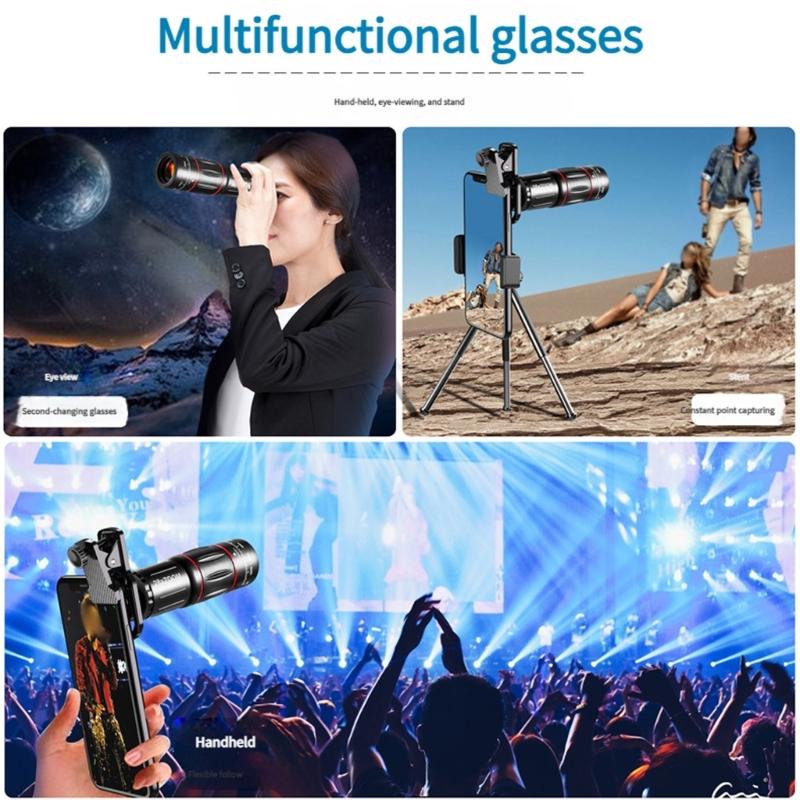 28X Photography Telephoto Lens with Fisheye Macro and Wide Angle Lens for Picture Taking Telescope Telephoto Phone Lens