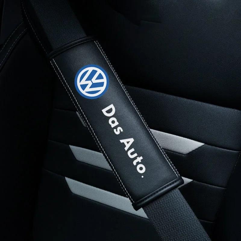For VOLKSWAGEN VW Leather Car Seat Belt Pad Shoulder Protector Cover for Volkswagen Polo Golf Jetta Beetle Tiguan Touran Passat 