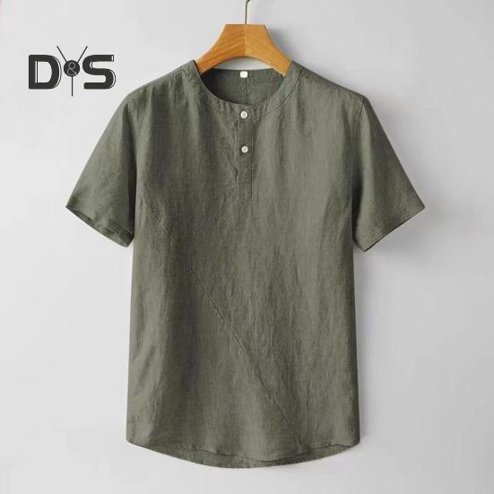 Muži Letní Košile Stojánek Límec Tenký Volný Krátké Rukávy Jednobarevné Tričko se zapínáním na knoflíky Střední délka Denní tričko pro školní kancelář Outdoor