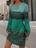 Spring and autumn round neck contrasting long sleeved casual and comfortable dress
