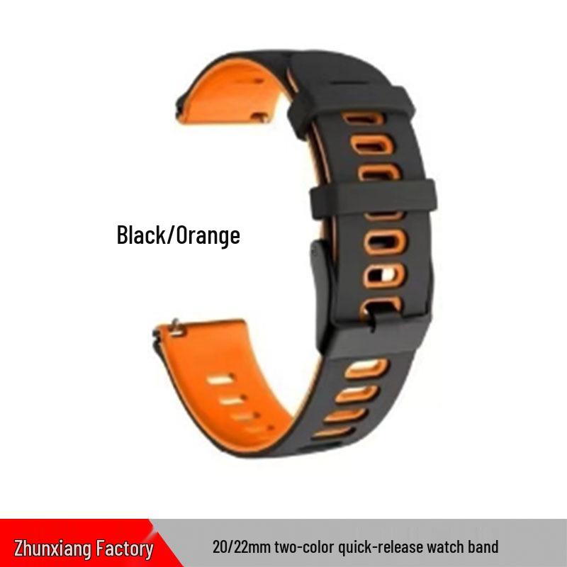 

Многоцветный спортивный силиконовый ремешок для часов для Samsung/Garmin/Huawei, двухцветный ремешок, 22/20 мм 22MM + Black Buckle